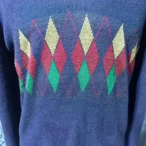 Vintage Arnold Palmer Argyle Diamond Sweater Size Large Orlon Acrylic Preowned - Picture 2 of 11